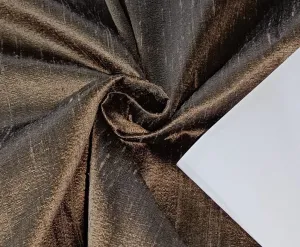 100% PURE SILK DUPION LIGHT BROWN X BLACK colour 54&quot; wide WITH SLUBS*MM56[2]
