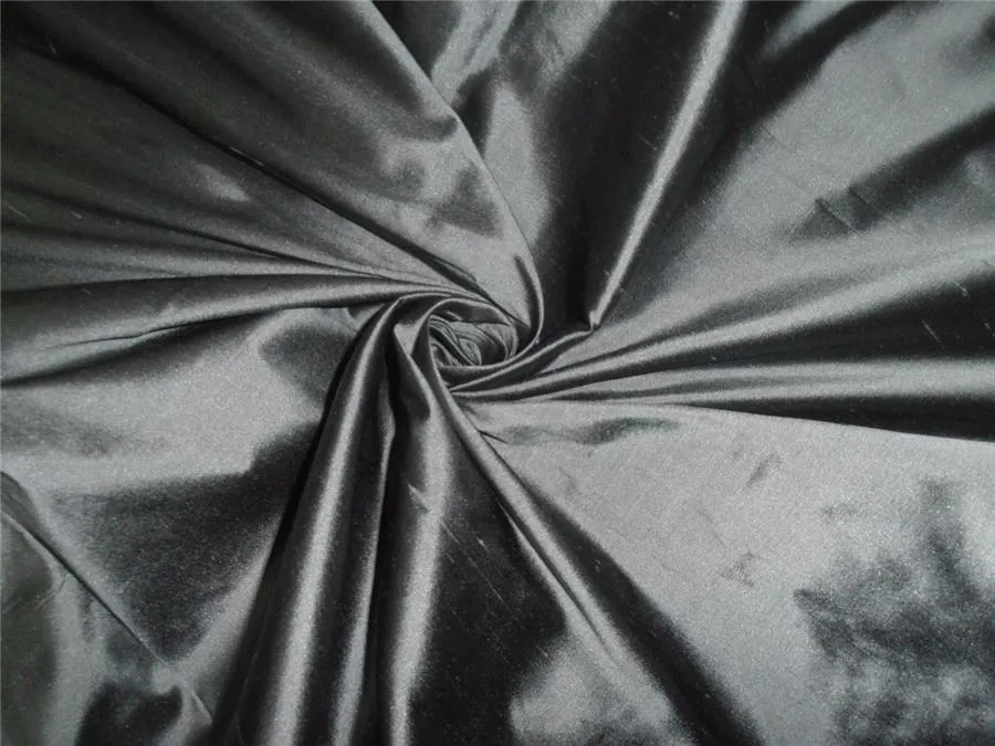 100% pure silk dupioni fabric black x grey 54&quot;wide width slub MM20[4]