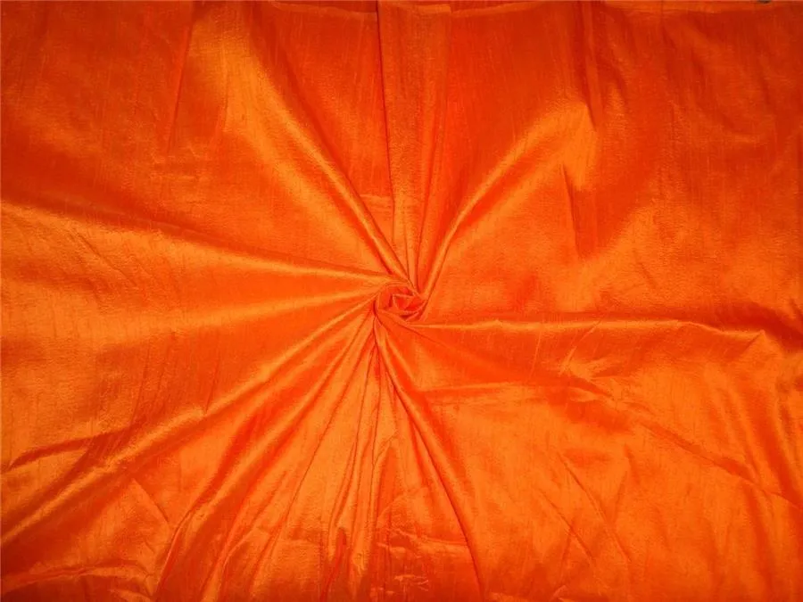 100% PURE SILK DUPIONI FABRIC BRIGHT ORANGE colour 54" wide WITH SLUBS MM69[6]