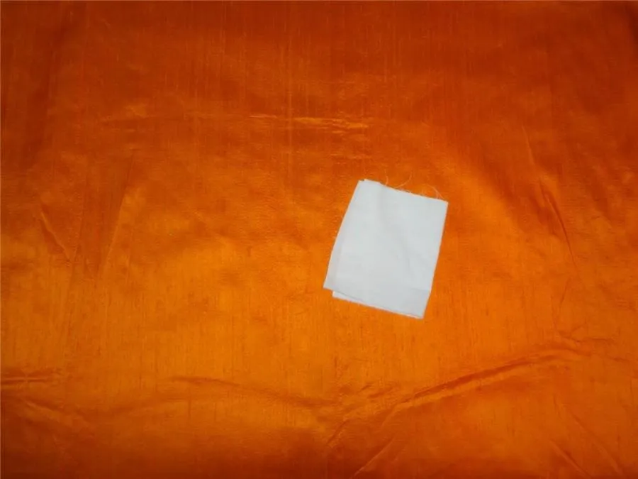 100% PURE SILK DUPIONI FABRIC BRIGHT ORANGE colour 54" wide WITH SLUBS MM69[6]