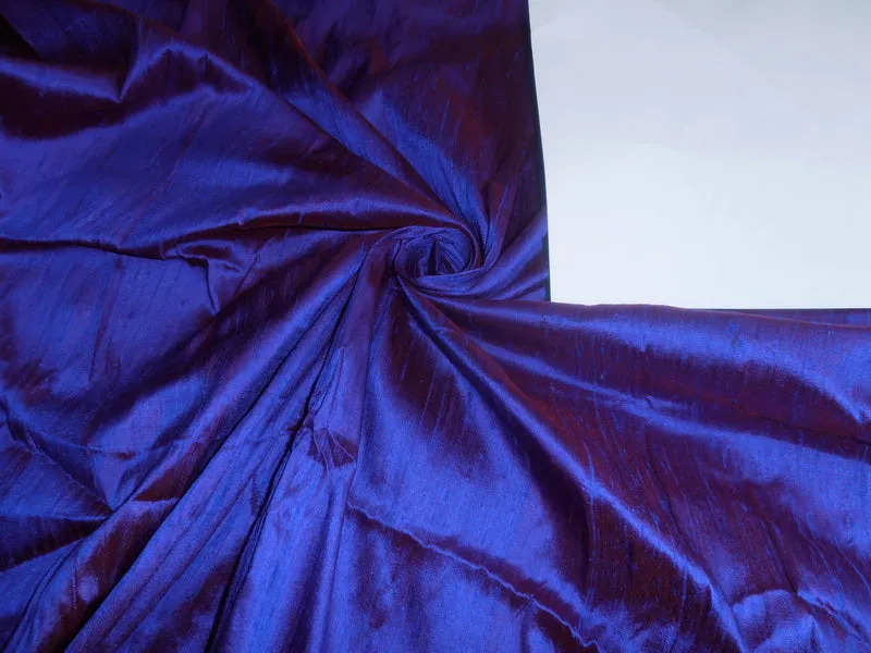 100% PURE SILK DUPIONI FABRIC eggplant COLOR 54&quot; wide WITH SLUBS*