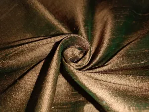 100% PURE SILK DUPIONI FABRIC GOLD X GREEN COLOR 54" wide WITH SLUBS MM51[3]