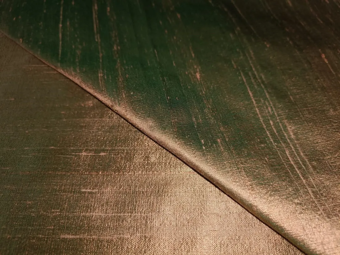 100% PURE SILK DUPIONI FABRIC GOLD X GREEN COLOR 54" wide WITH SLUBS MM51[3]