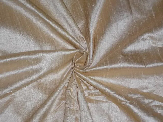100% SILK DUPIONI CREAM x GOLD  54&quot;~WITH SLUBS MM26[3]