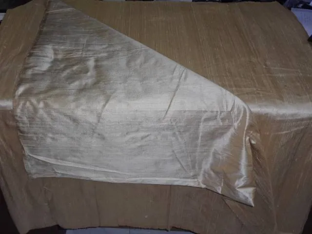 100% SILK DUPIONI CREAM x GOLD  54&quot;~WITH SLUBS MM26[3]