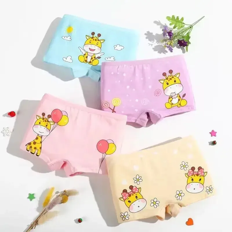 10PC Soft Cotton Cartoon Print Breathable Briefs for Girls