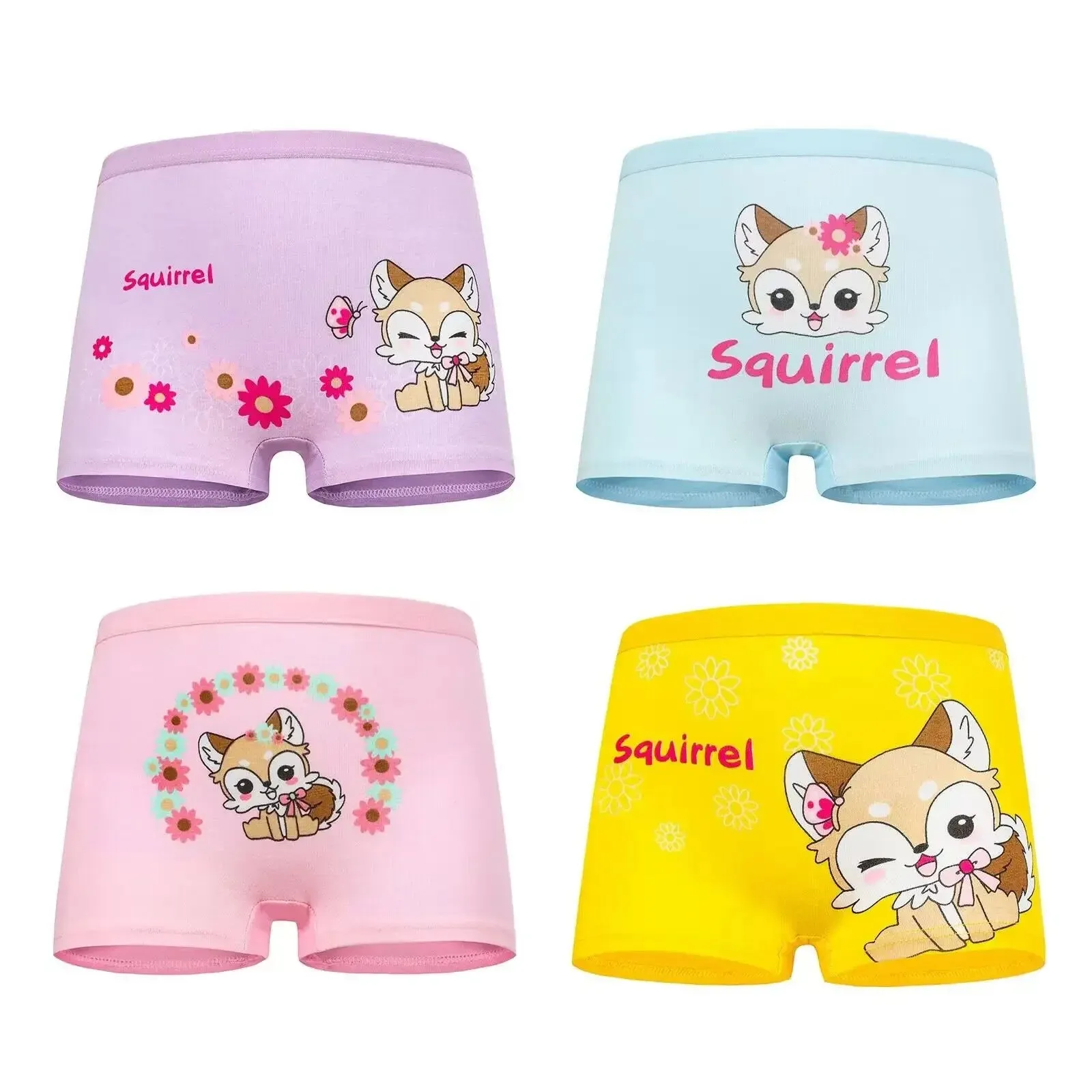 10PC Soft Cotton Cartoon Print Breathable Briefs for Girls