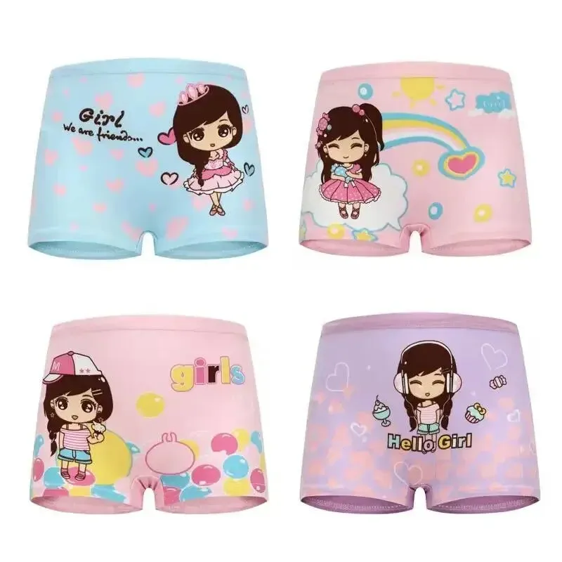 10PC Soft Cotton Cartoon Print Breathable Briefs for Girls
