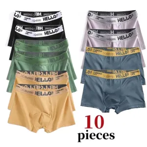 10Pcs/Men's Underwear High Stretch Boxer Shorts Breathable Plus Size L-4XL
