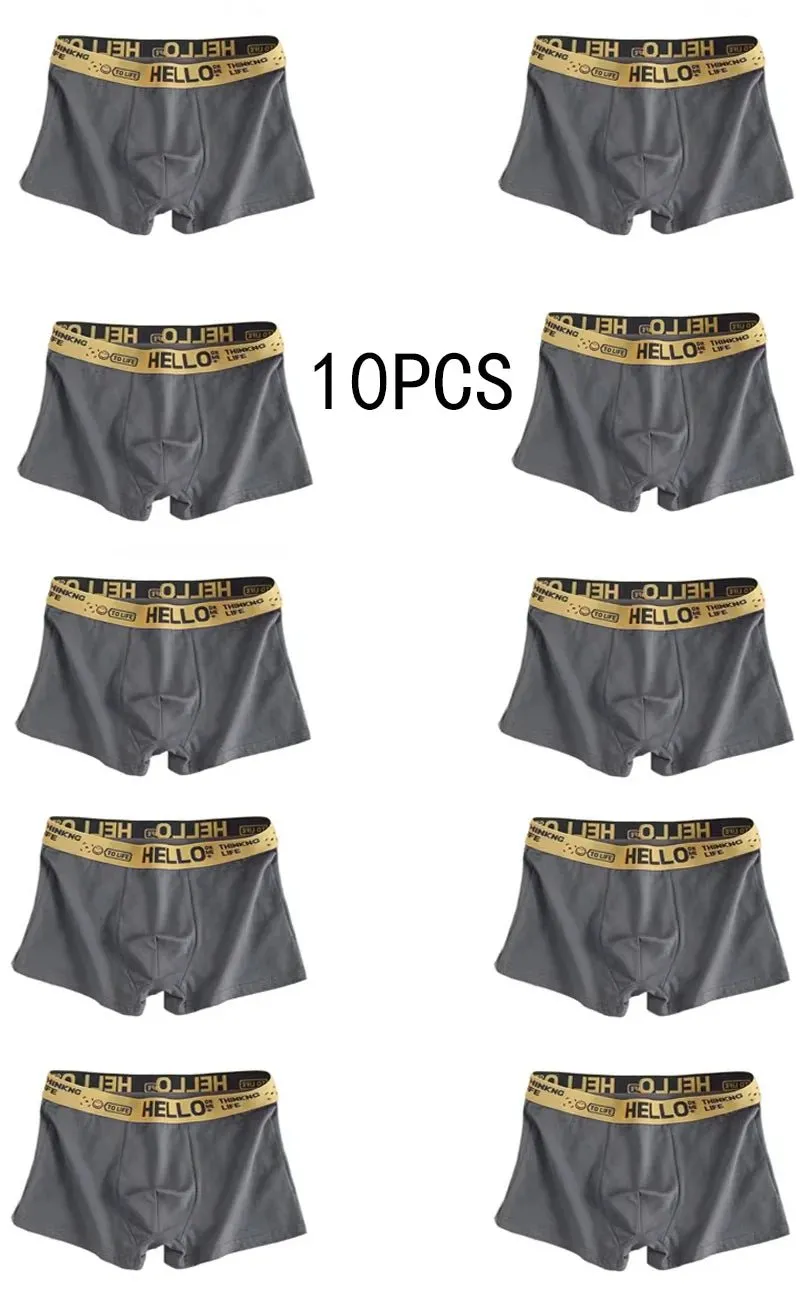 10Pcs/Men's Underwear High Stretch Boxer Shorts Breathable Plus Size L-4XL