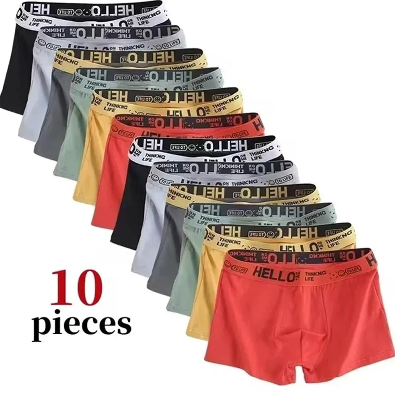 10Pcs/Men's Underwear High Stretch Boxer Shorts Breathable Plus Size L-4XL