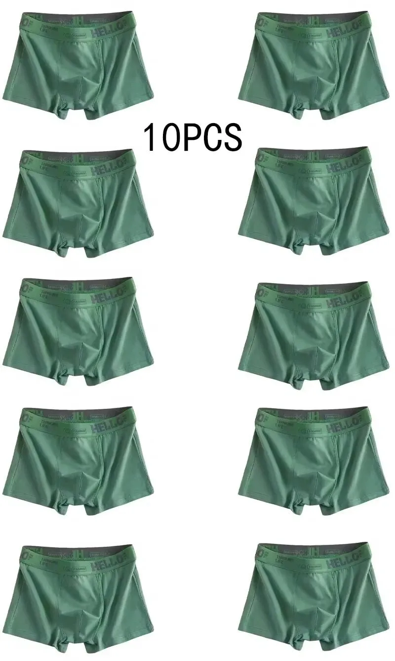 10Pcs/Men's Underwear High Stretch Boxer Shorts Breathable Plus Size L-4XL