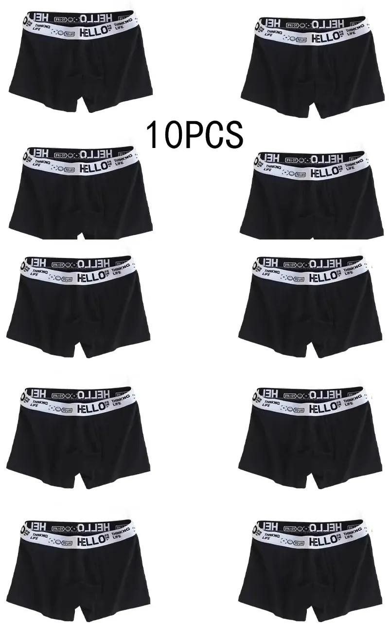 10Pcs/Men's Underwear High Stretch Boxer Shorts Breathable Plus Size L-4XL