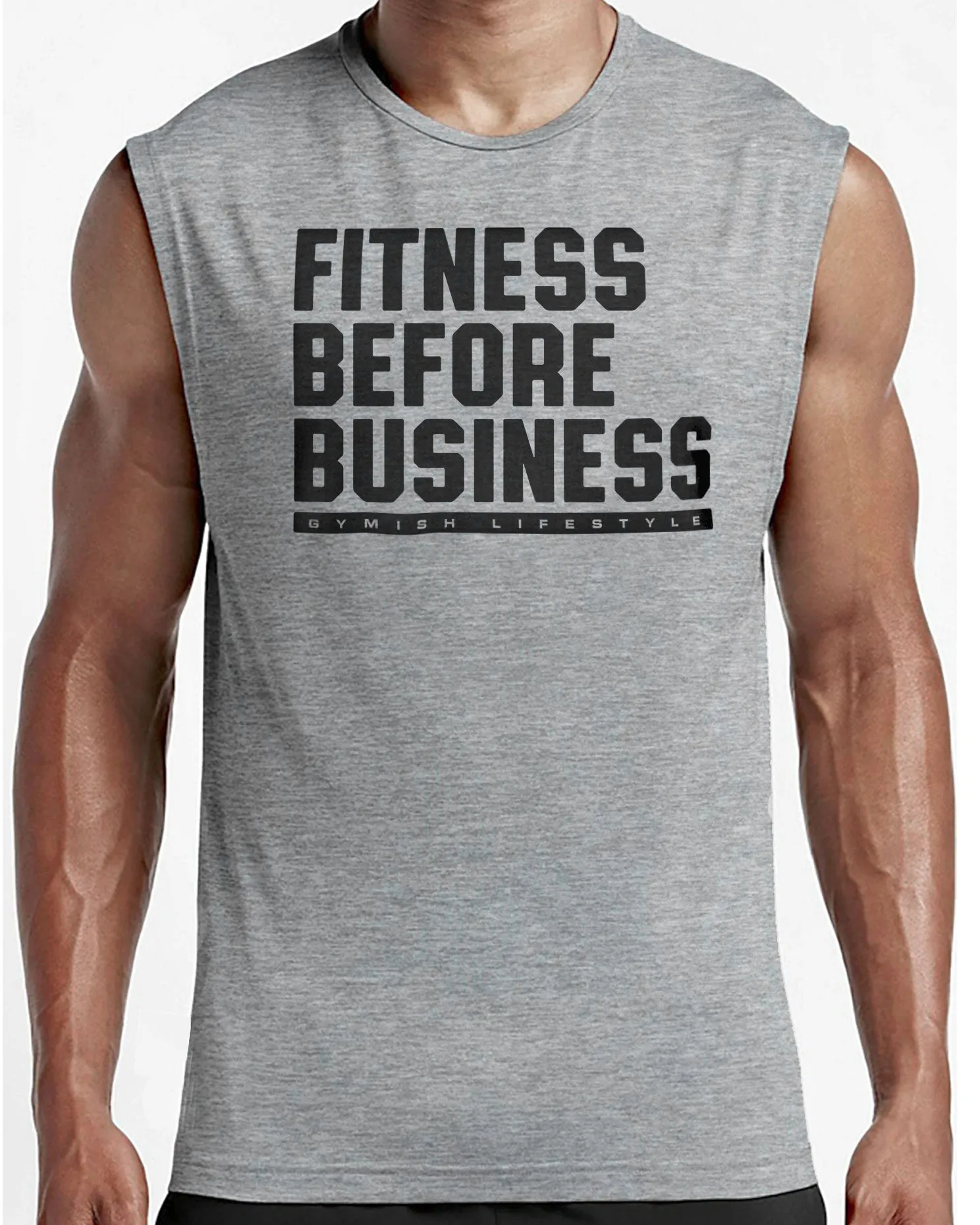 110. Fitness Before Business Workout Funny Muscle Tank Top for Men