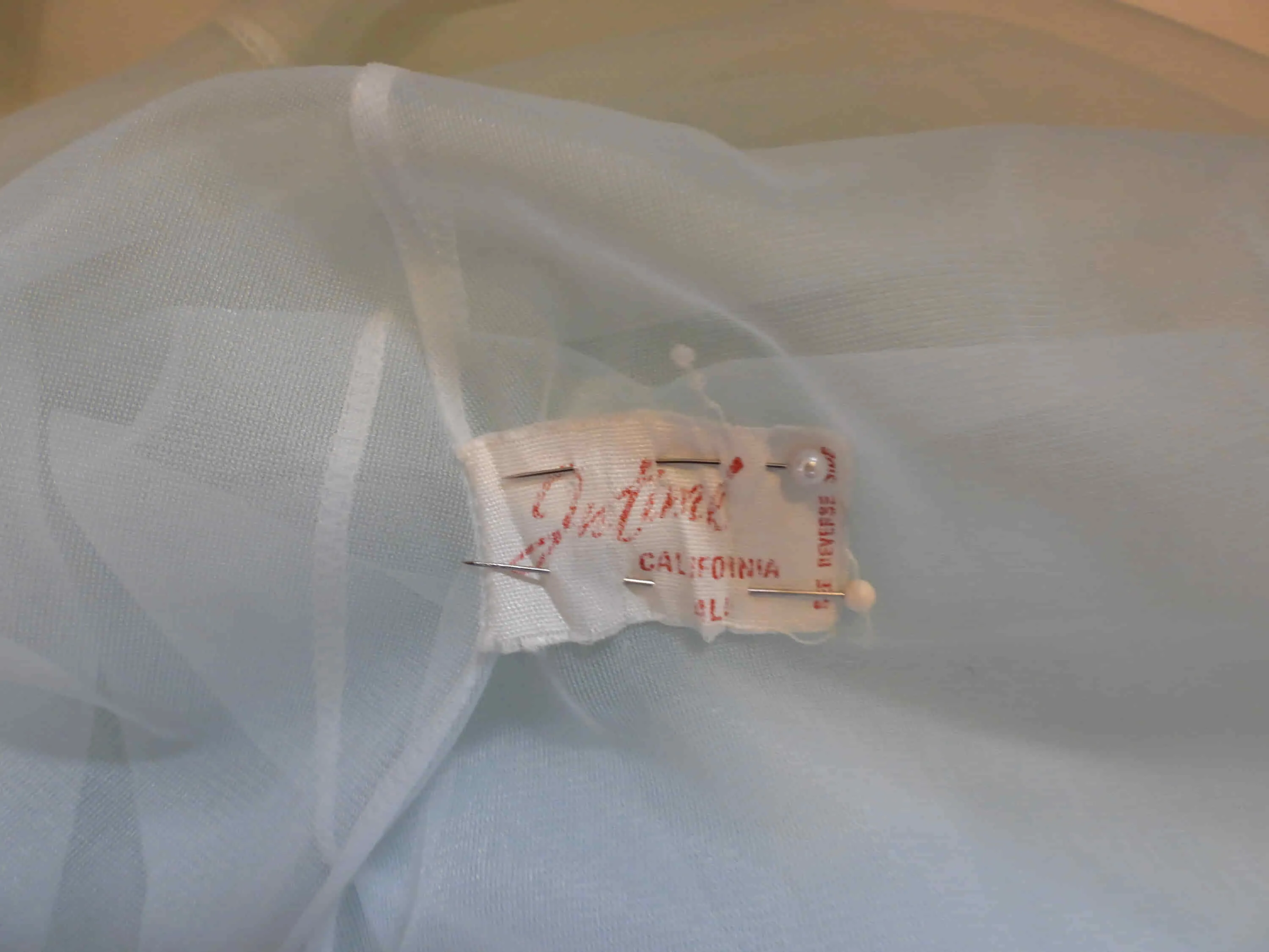 1960s Sheer Ice Blue Nightgown With Deep Lace Border - M