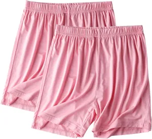 2-Pack Women's Soft Modal Pajama Shorts Casual Summer Thin Elastic Waist Pj Bottoms Loose Boxer Sleepwear Lounge Shorts
