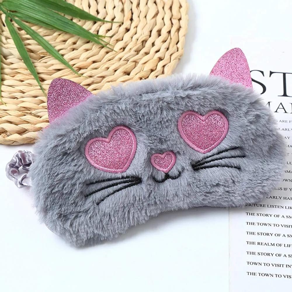 2 Pcs Animal Sleep Eye Mask Cute Funny 3D Soft Fluffy Cartoon Eye Mask Elastic Eye Cover Eye Shade Sleeping Mask for Travel Sleepover Pajamas Slumber Party Favors Accessories