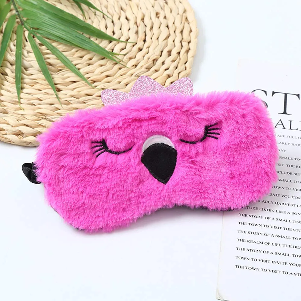 2 Pcs Animal Sleep Eye Mask Cute Funny 3D Soft Fluffy Cartoon Eye Mask Elastic Eye Cover Eye Shade Sleeping Mask for Travel Sleepover Pajamas Slumber Party Favors Accessories