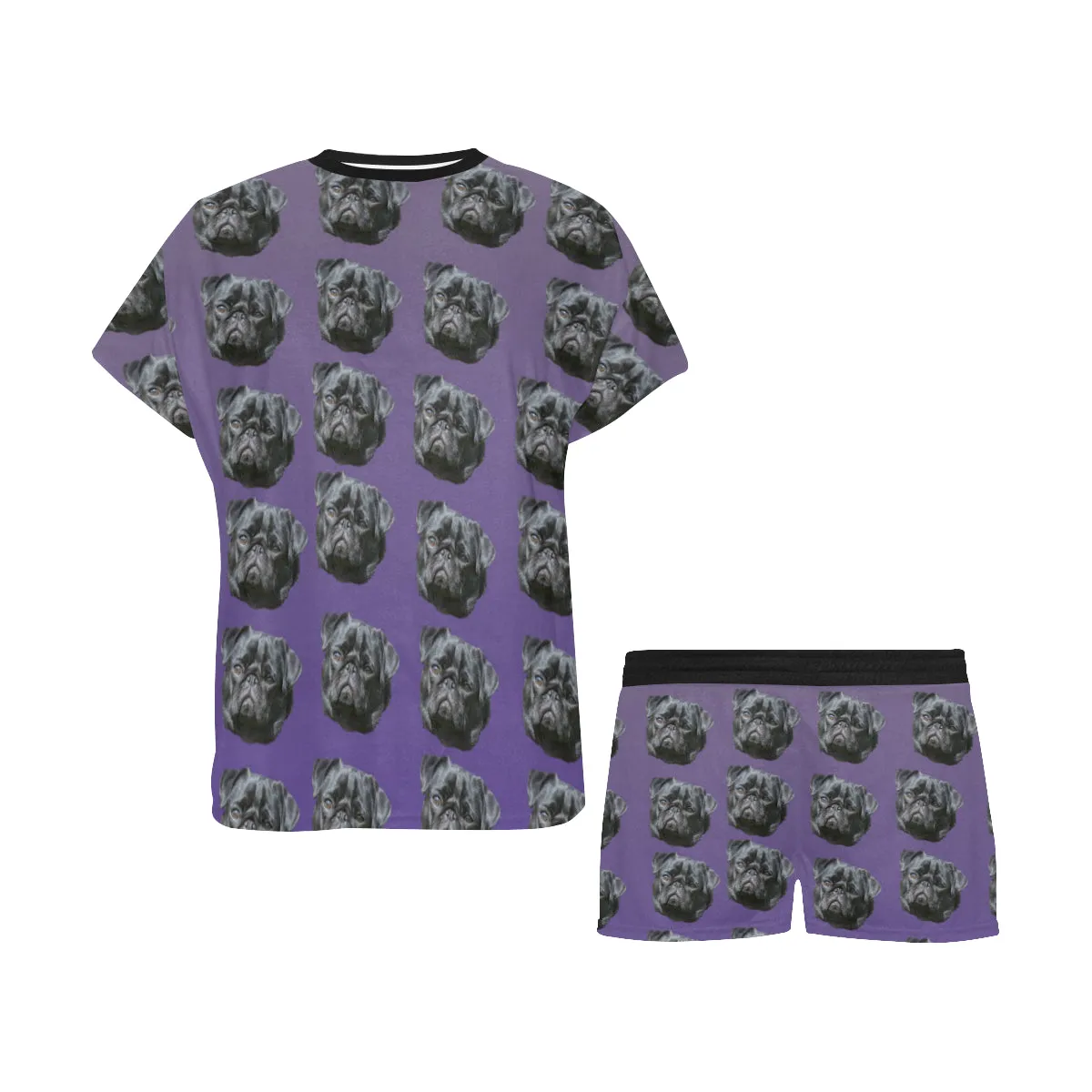 2 Piece Pug PJ Set - Black Pug