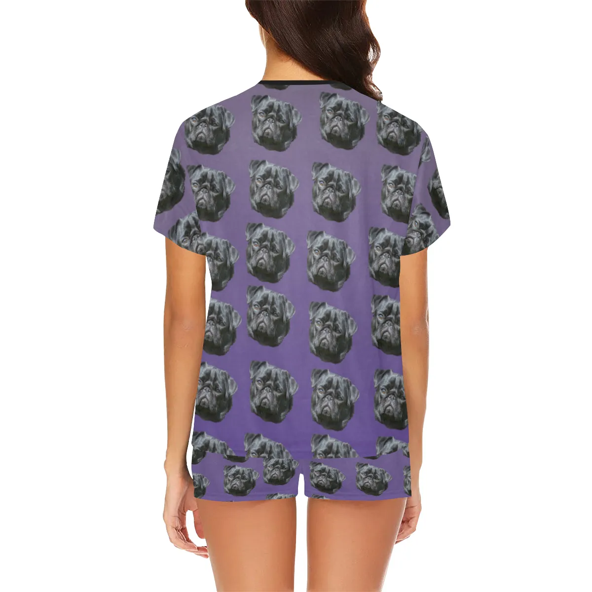 2 Piece Pug PJ Set - Black Pug