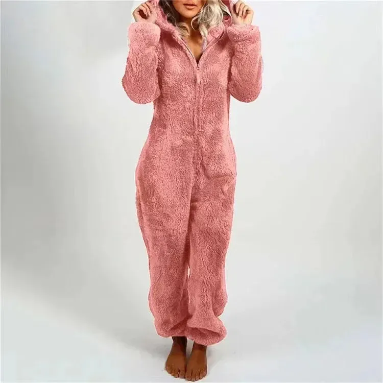 2025 Women's Plus Size Fleece Onesies Pajamas - Winter Warm Hooded Sleepwear S-5XL