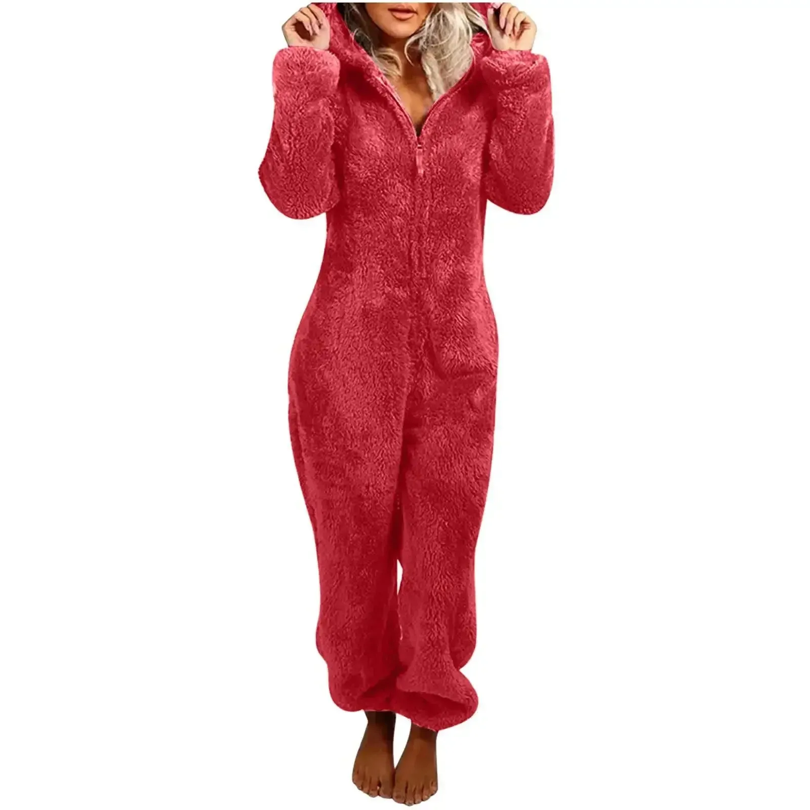 2025 Women's Plus Size Fleece Onesies Pajamas - Winter Warm Hooded Sleepwear S-5XL