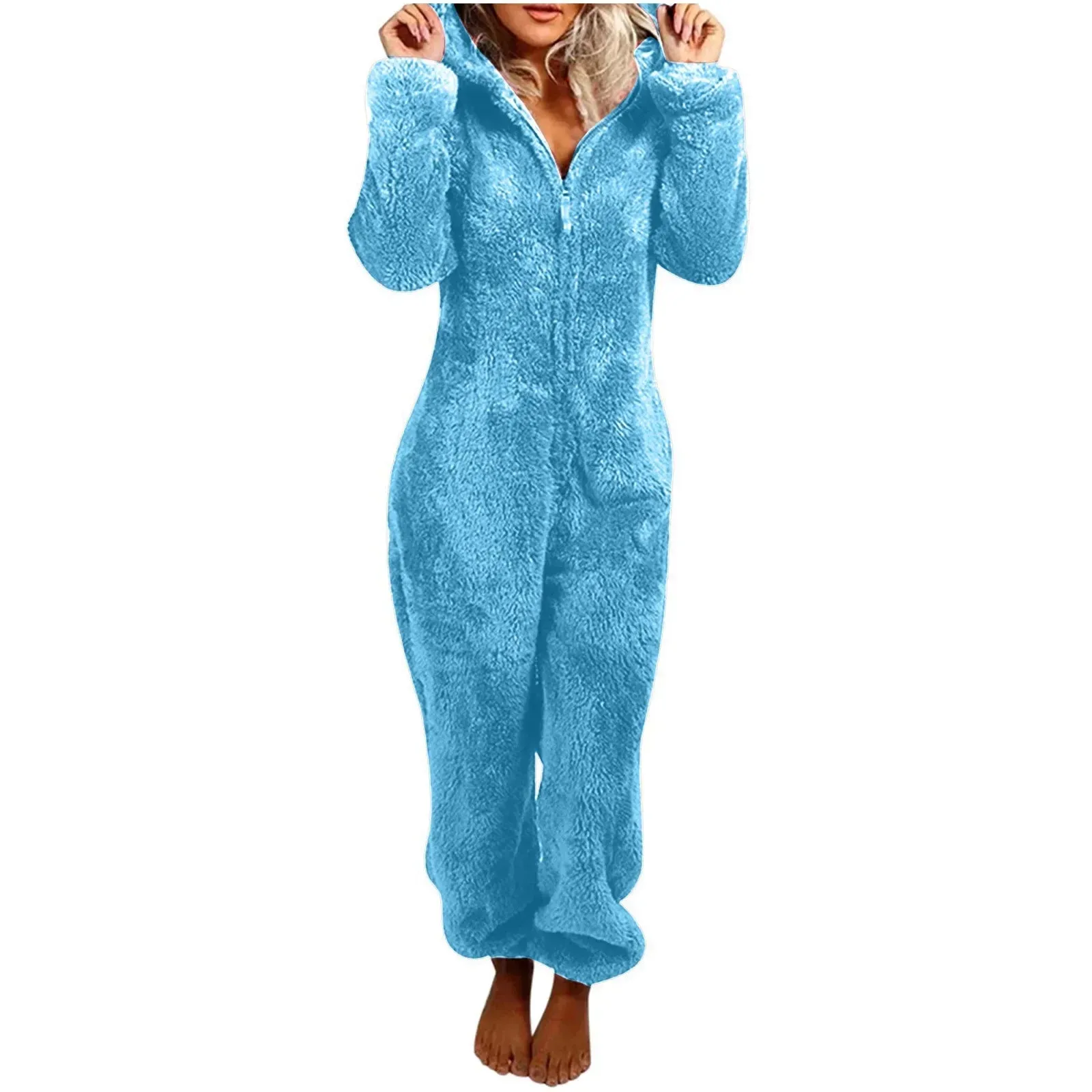2025 Women's Plus Size Fleece Onesies Pajamas - Winter Warm Hooded Sleepwear S-5XL