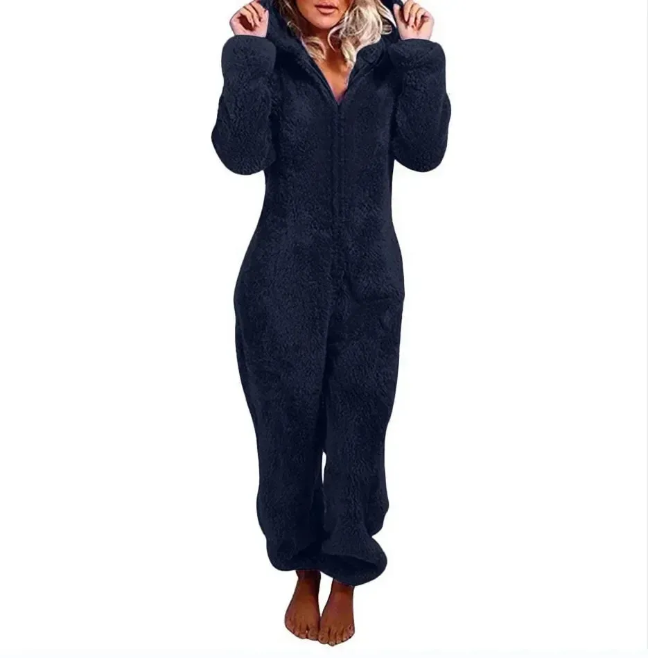 2025 Women's Plus Size Fleece Onesies Pajamas - Winter Warm Hooded Sleepwear S-5XL