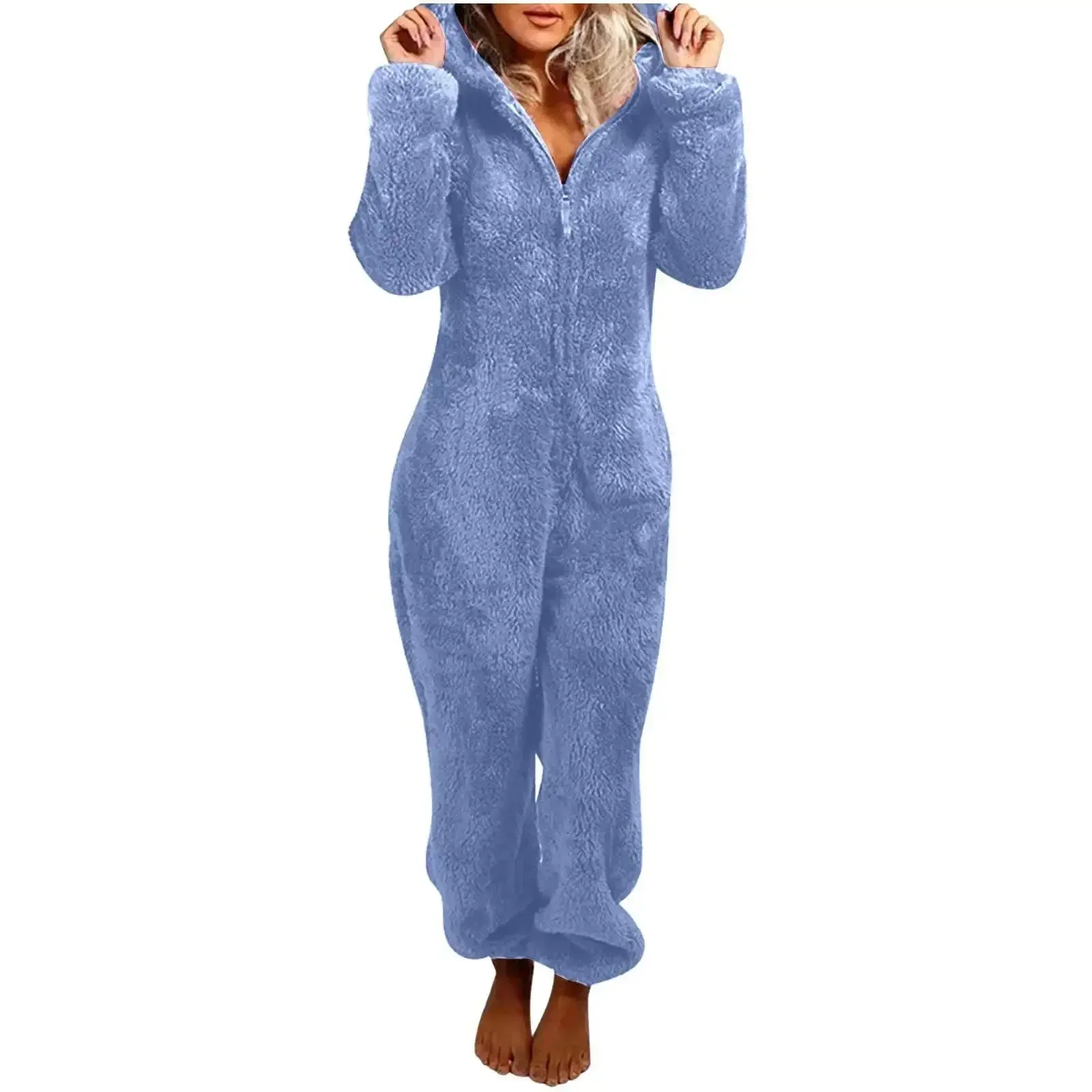 2025 Women's Plus Size Fleece Onesies Pajamas - Winter Warm Hooded Sleepwear S-5XL