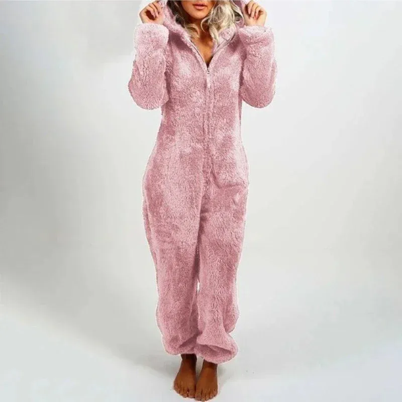 2025 Women's Plus Size Fleece Onesies Pajamas - Winter Warm Hooded Sleepwear S-5XL