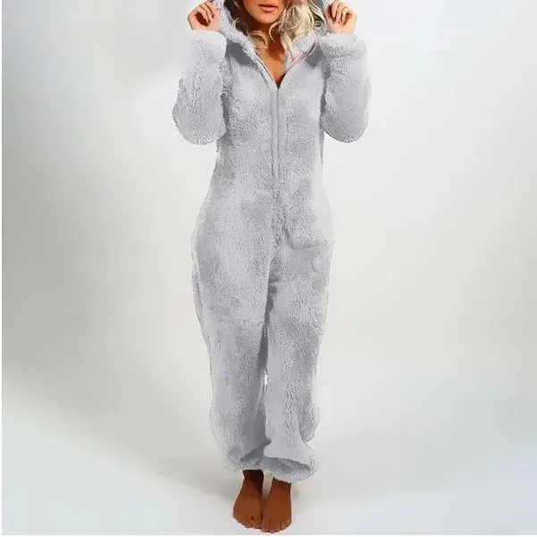 2025 Women's Plus Size Fleece Onesies Pajamas - Winter Warm Hooded Sleepwear S-5XL