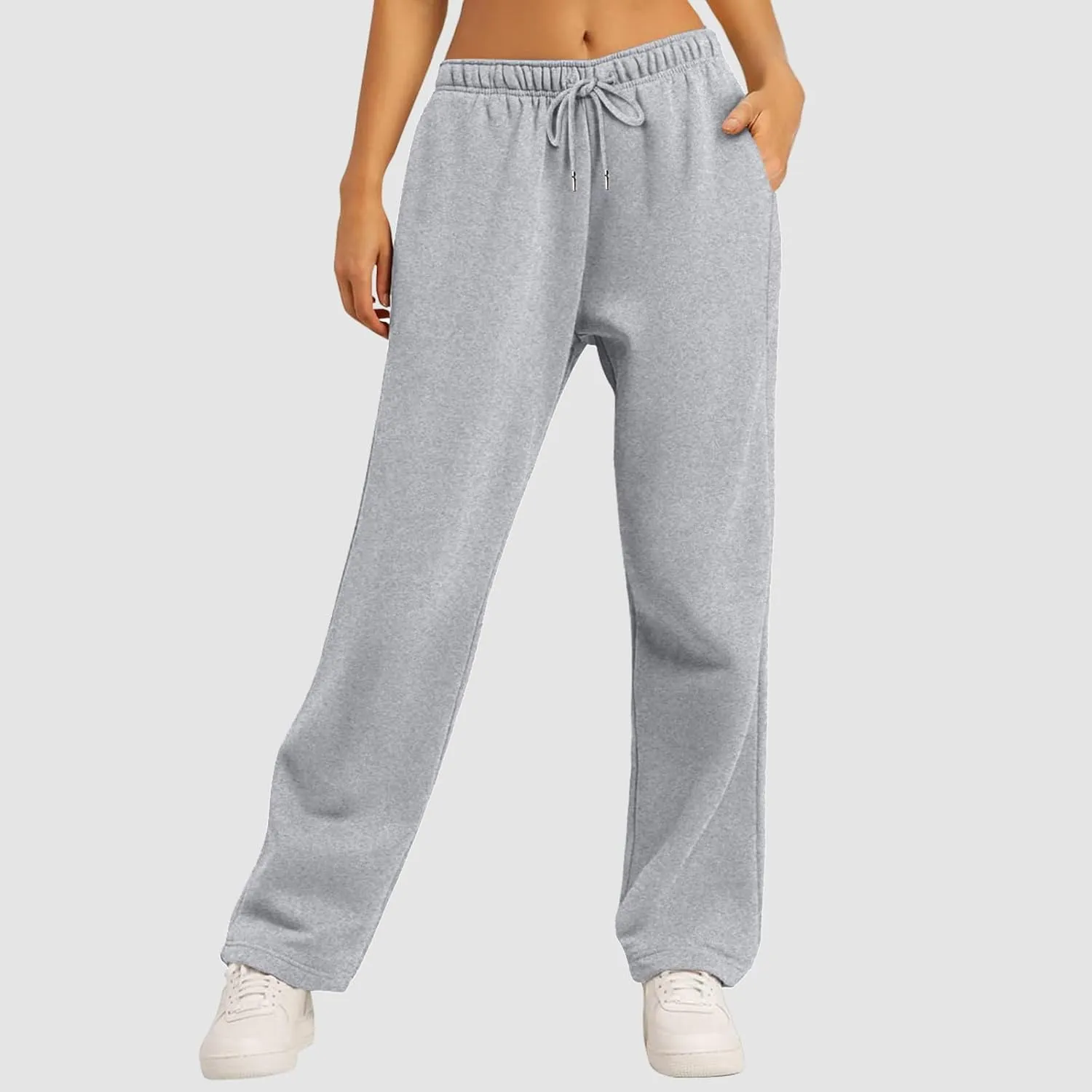 2025 Womens Wide Leg Sweatpants Cozy Fleece Boyfriend Casual Jogger Pants Baggy Elastic High Waisted Yoga Pants Trendy