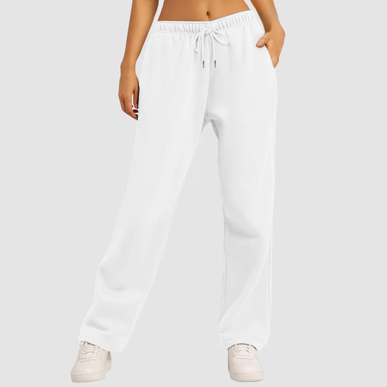 2025 Womens Wide Leg Sweatpants Cozy Fleece Boyfriend Casual Jogger Pants Baggy Elastic High Waisted Yoga Pants Trendy