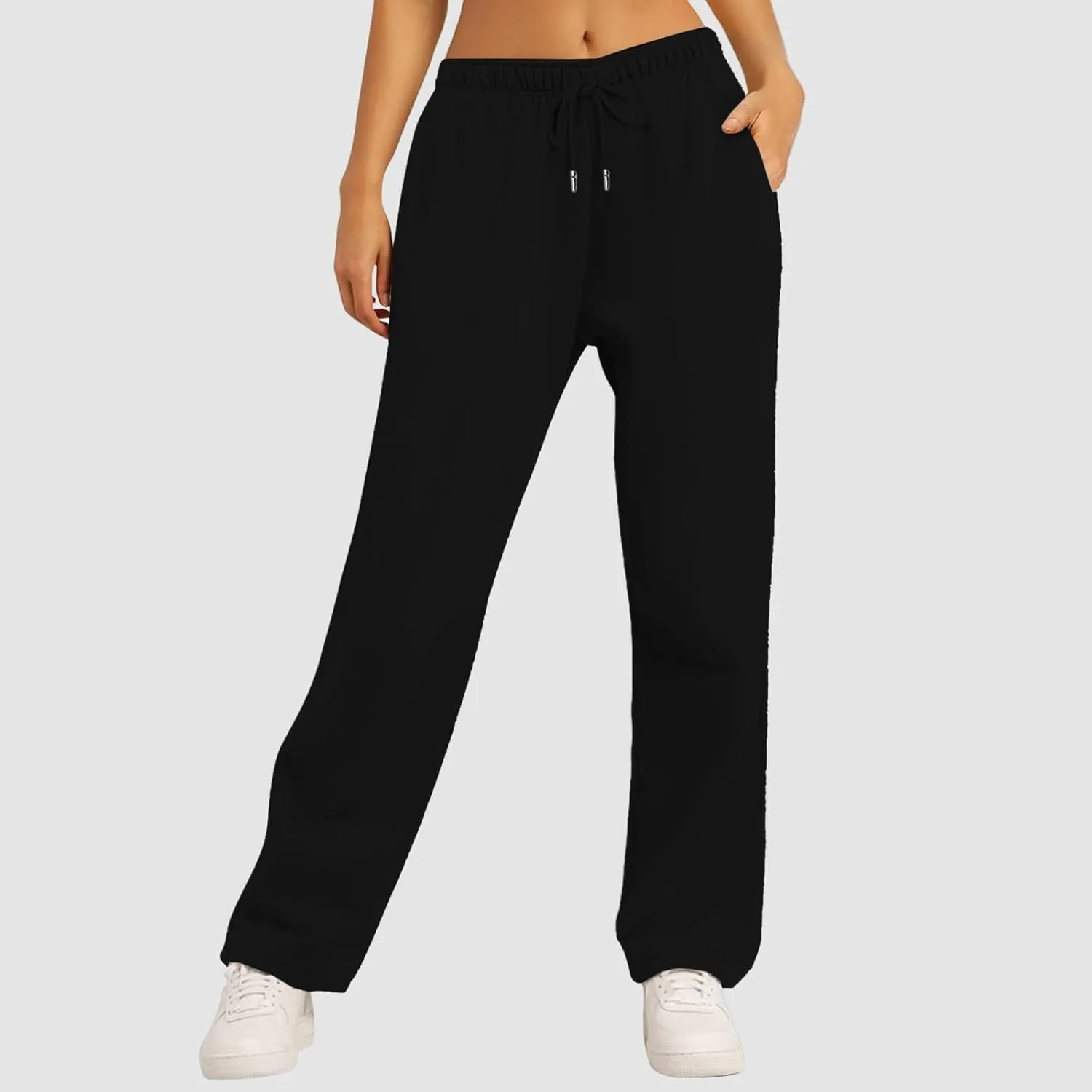 2025 Womens Wide Leg Sweatpants Cozy Fleece Boyfriend Casual Jogger Pants Baggy Elastic High Waisted Yoga Pants Trendy