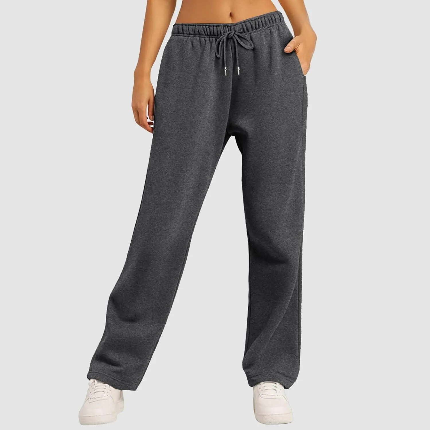 2025 Womens Wide Leg Sweatpants Cozy Fleece Boyfriend Casual Jogger Pants Baggy Elastic High Waisted Yoga Pants Trendy