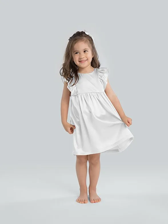 22 Momme Girls Nice Silk Nightgown With Ruffles