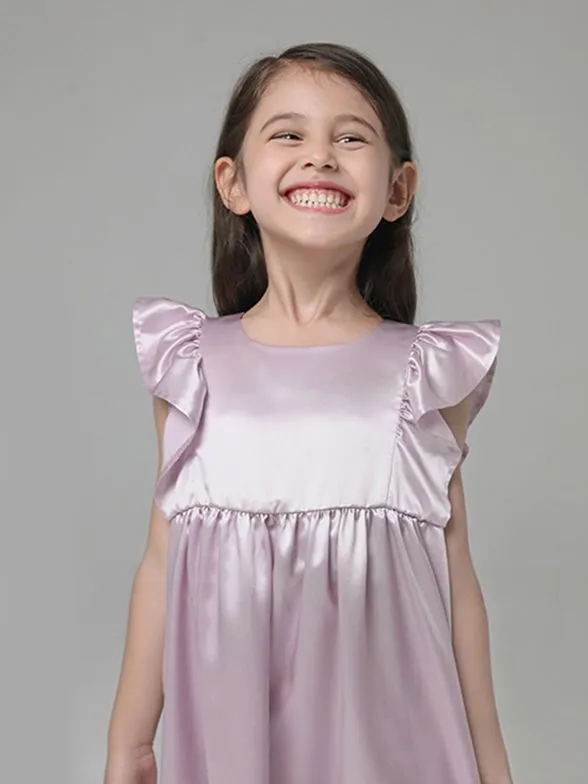 22 Momme Girls Nice Silk Nightgown With Ruffles