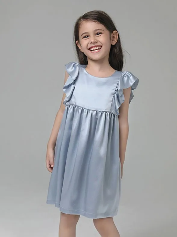 22 Momme Girls Nice Silk Nightgown With Ruffles