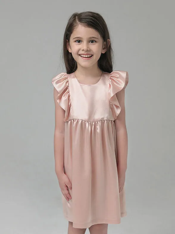 22 Momme Girls Nice Silk Nightgown With Ruffles