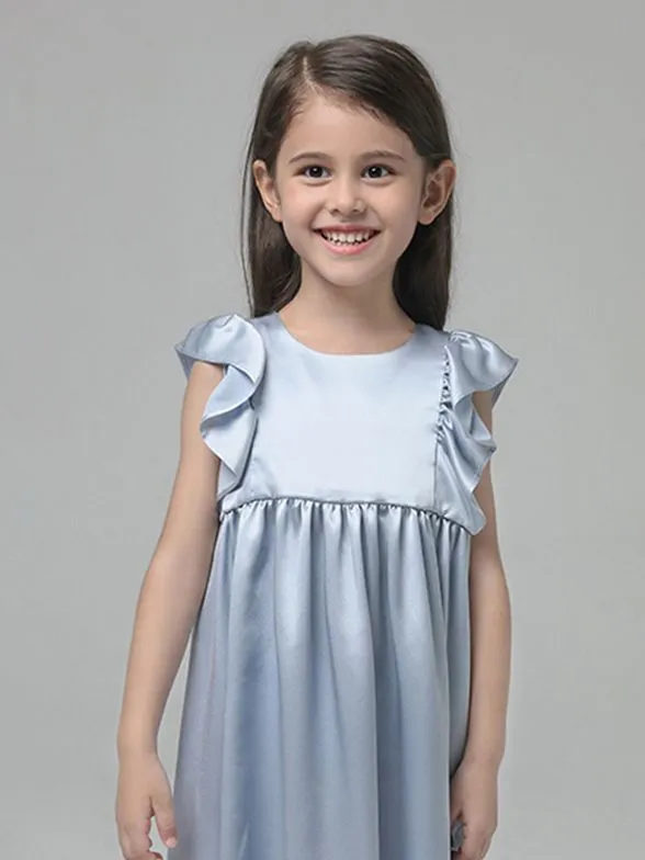 22 Momme Girls Nice Silk Nightgown With Ruffles