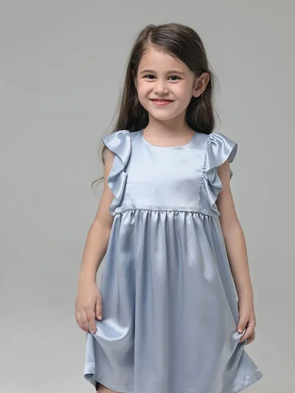22 Momme Girls Nice Silk Nightgown With Ruffles
