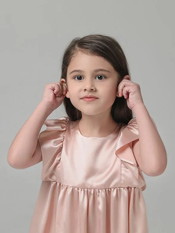 22 Momme Girls Nice Silk Nightgown With Ruffles