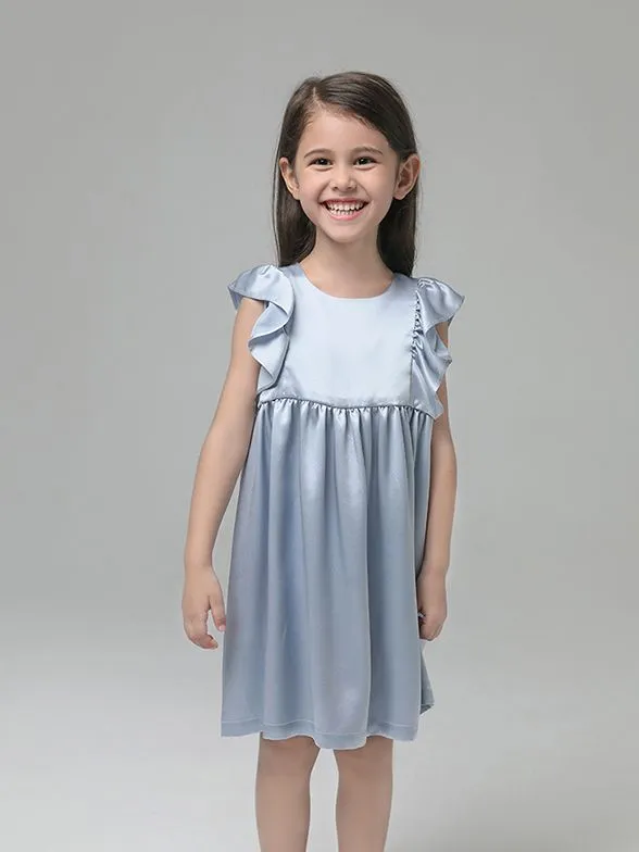 22 Momme Girls Nice Silk Nightgown With Ruffles