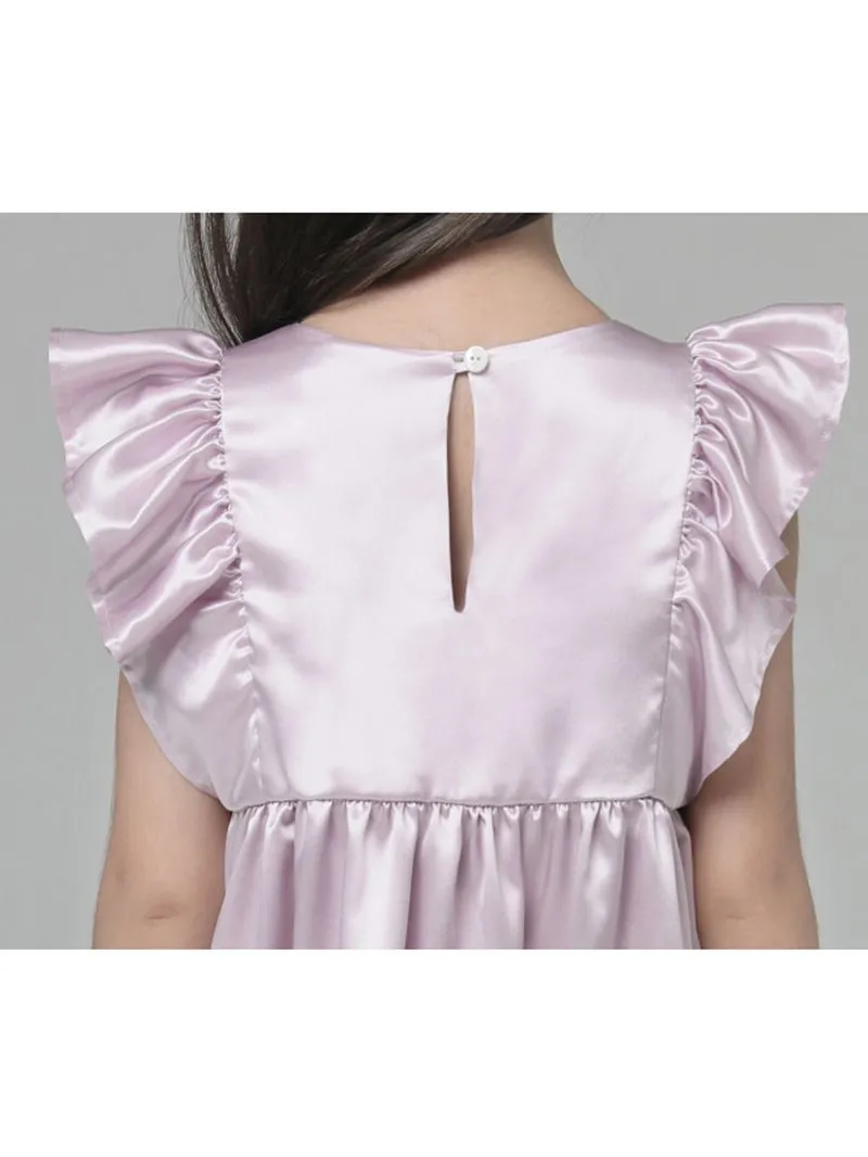 22 Momme Girls Nice Silk Nightgown With Ruffles