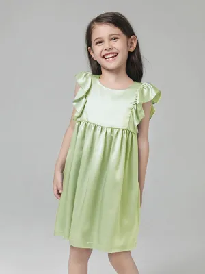 22 Momme Girls Nice Silk Nightgown With Ruffles