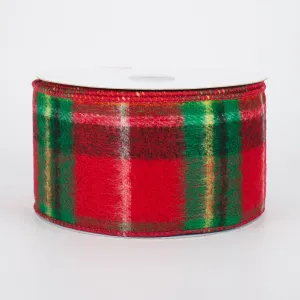 2.5" Fuzzy Flannel Plaid Ribbon: Christmas Tartan (10 Yards)