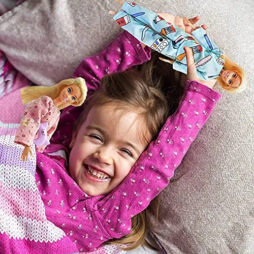 28 Pack Girl Dolls Clothes and Accessories, 2 Storytelling Pajamas, 3 Fashion Dresses, 3 Clothing Outfits, 10 Shoes, Travel Set for 11.5 inch Dolls, Mini School Supplies