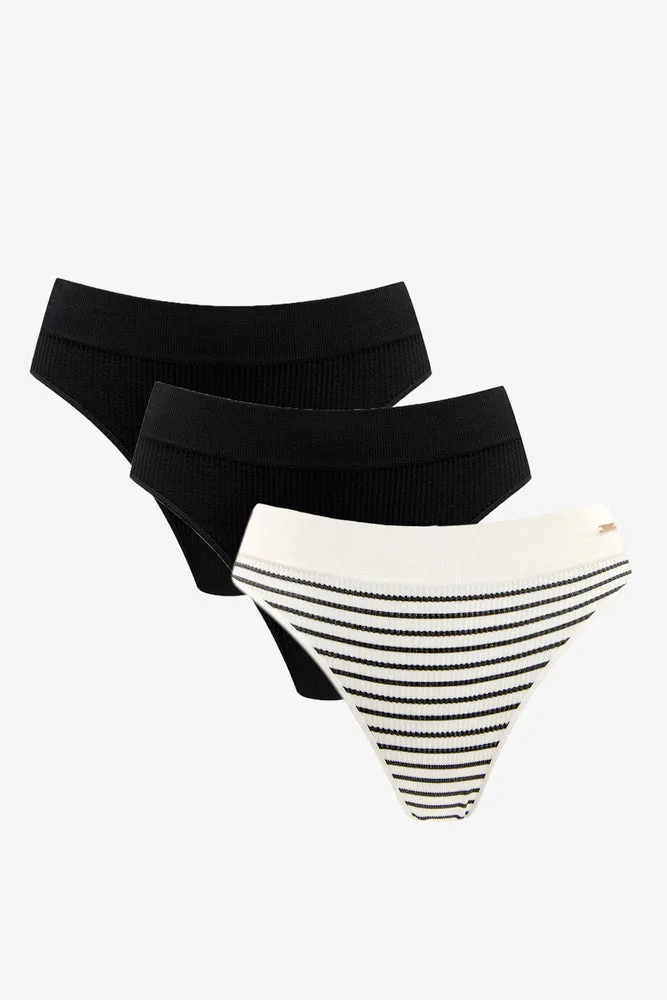 3 Pack Seamfree Thongs Black