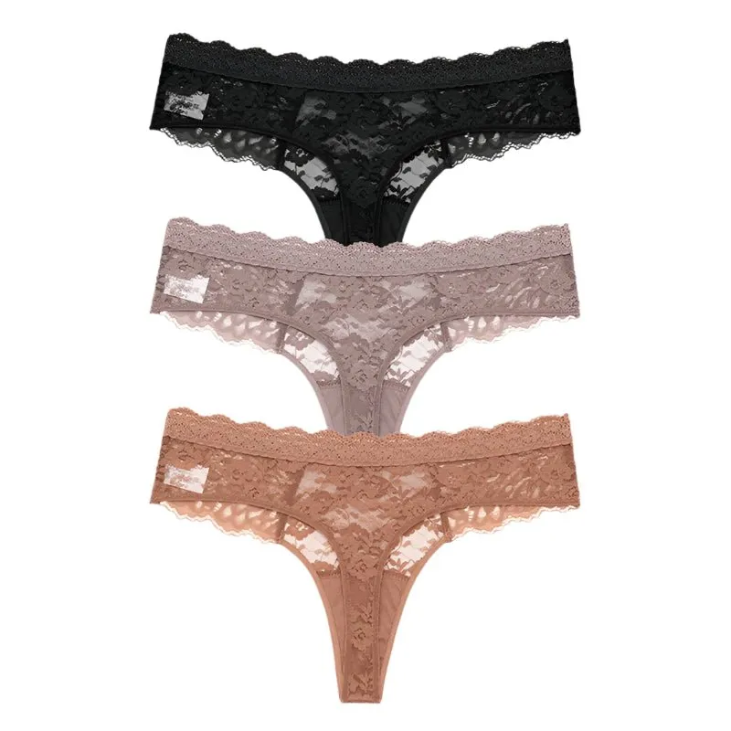 3 PCS / Set S-XL Women Sexy Panties G-string Lace Lingerie Bikini