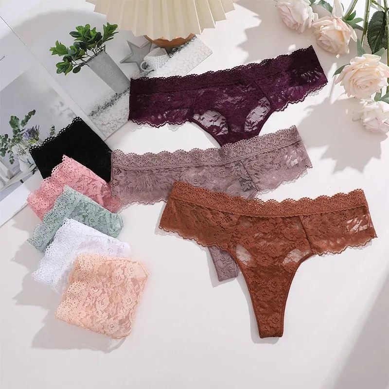 3 PCS / Set S-XL Women Sexy Panties G-string Lace Lingerie Bikini